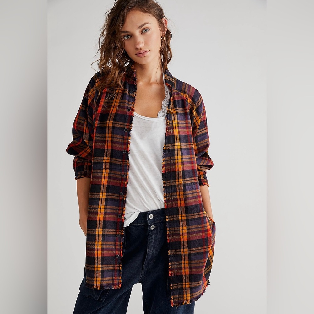 We the Free Summer Daydream Plaid Buttondown - color Grunge Combo size M